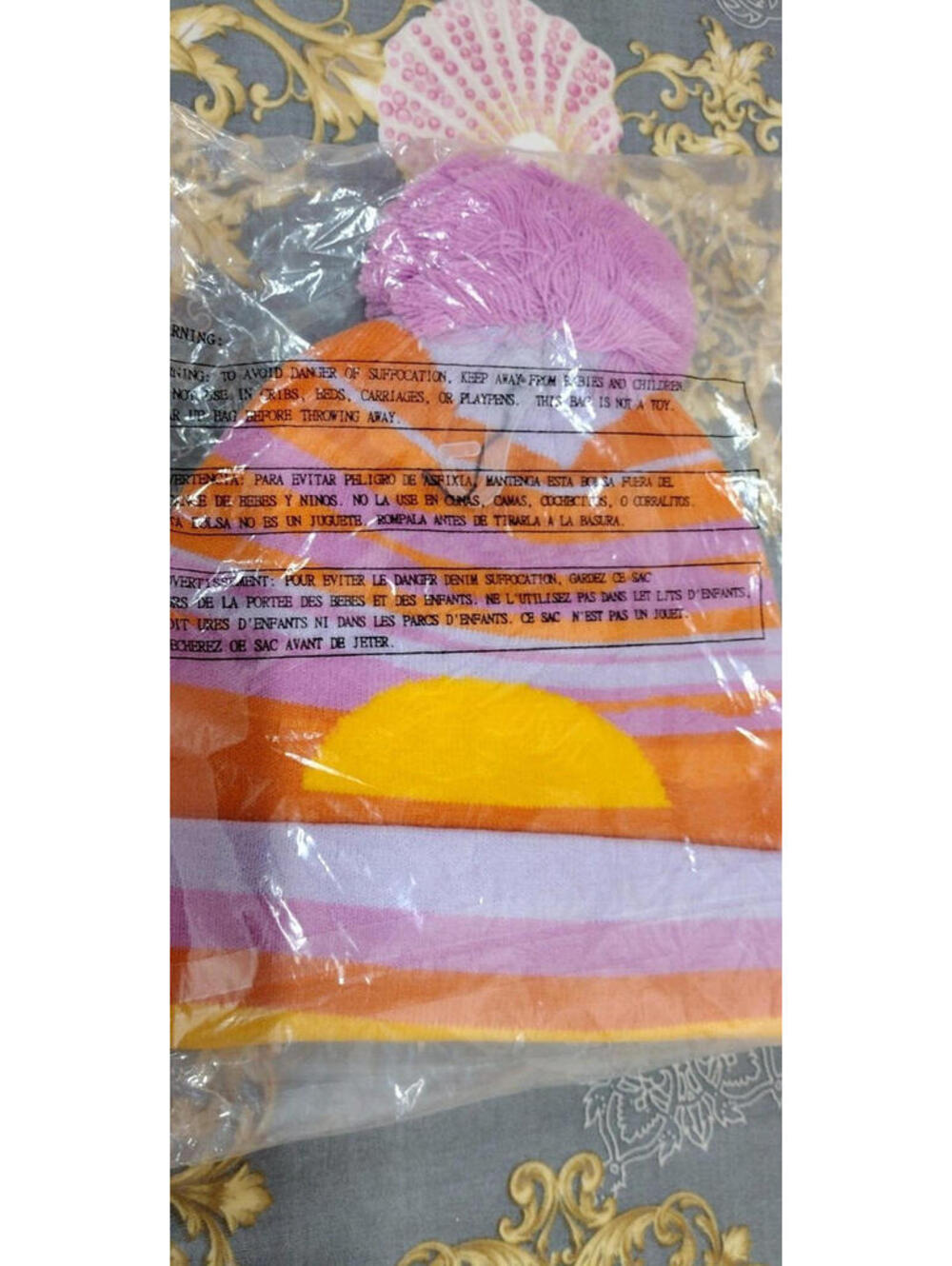NEW Beanie Sun Sunrise Scene Vibrant Happy Colors Yellow Orange Pink Retro 70s - Picture 14 of 15